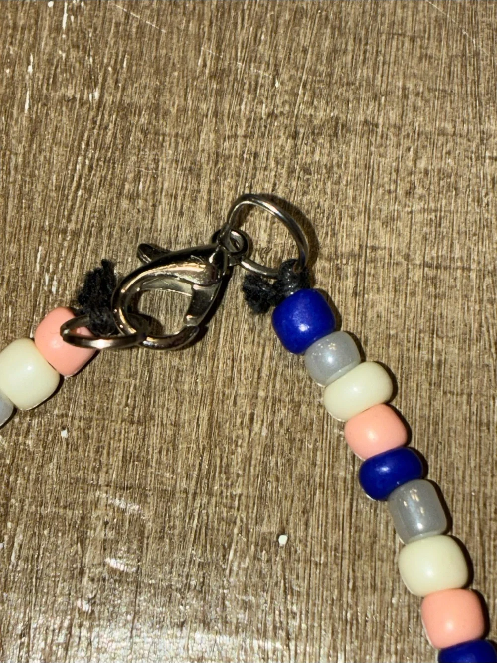 Beaded Bracelet in Blue, Pink & White